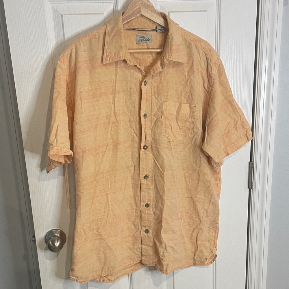 Bob Timberlake - Mens Light Orange Short Sleeve Button Down T Shirt - Size L
